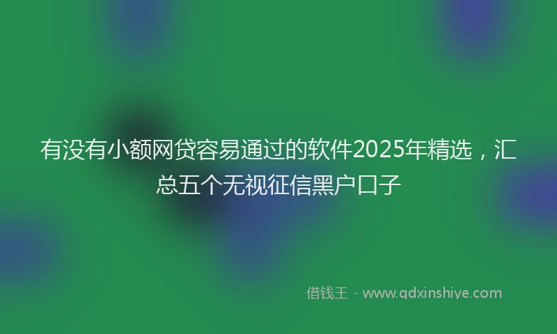 有没有小额网贷容易通过的软件2025年精选，汇总五个无视征信黑户口子