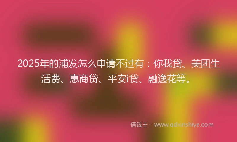 2025年的浦发怎么申请不过有：你我贷、美团生活费、惠商贷、平安i贷、融逸花等。