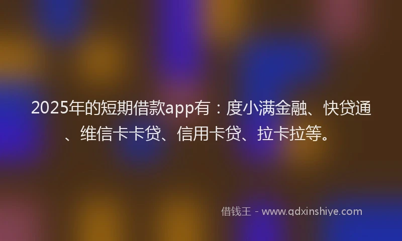 2025年的短期借款app有：度小满金融、快贷通、维信卡卡贷、信用卡贷、拉卡拉等。