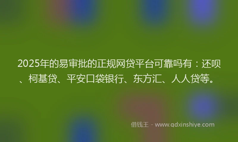 2025年的易审批的正规网贷平台可靠吗有：还呗、柯基贷、平安口袋银行、东方汇、人人贷等。