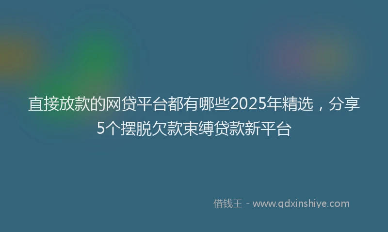 直接放款的网贷平台都有哪些2025年精选，分享5个摆脱欠款束缚贷款新平台