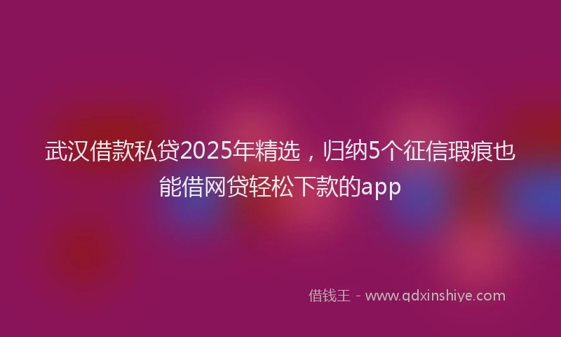 武汉借款私贷2025年精选，归纳5个征信瑕疵也能借网贷轻松下款的app