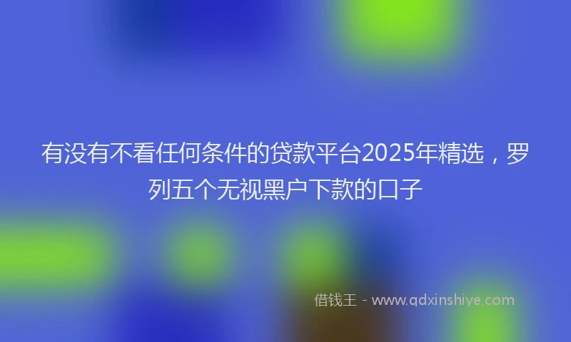 有没有不看任何条件的贷款平台2025年精选，罗列五个无视黑户下款的口子
