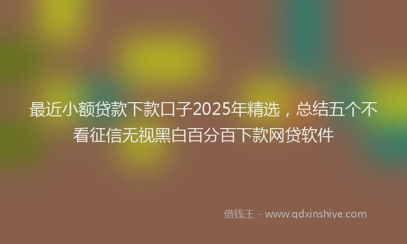 最近小额贷款下款口子2025年精选，总结五个不看征信无视黑白百分百下款网贷软件