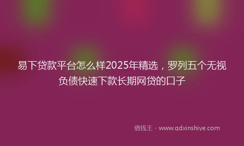 易下贷款平台怎么样2025年精选，罗列五个无视负债快速下款长期网贷的口子