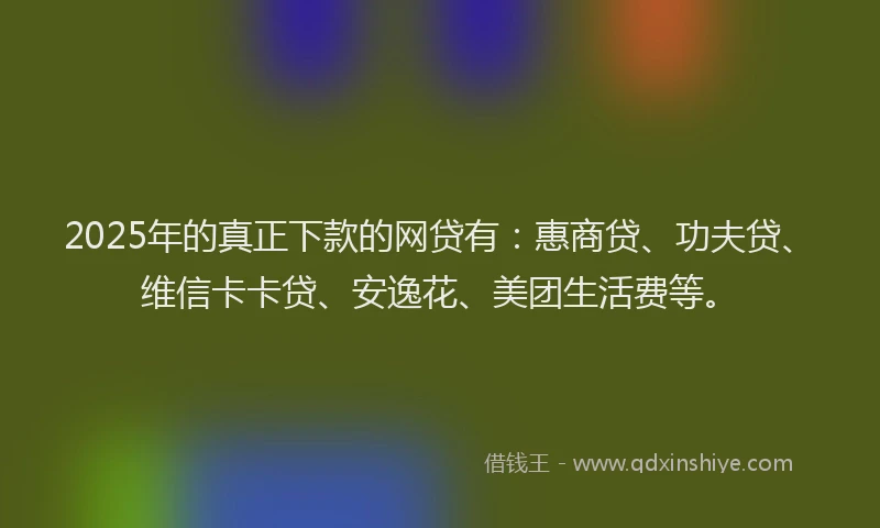 2025年的真正下款的网贷有：惠商贷、功夫贷、维信卡卡贷、安逸花、美团生活费等。