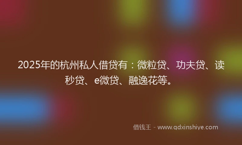 2025年的杭州私人借贷有：微粒贷、功夫贷、读秒贷、e微贷、融逸花等。