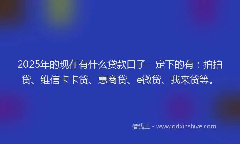 2025年的现在有什么贷款口子一定下的有：拍拍贷、维信卡卡贷、惠商贷、e微贷、我来贷等。