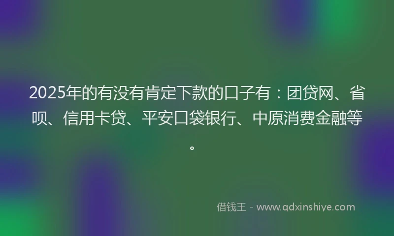2025年的有没有肯定下款的口子有：团贷网、省呗、信用卡贷、平安口袋银行、中原消费金融等。