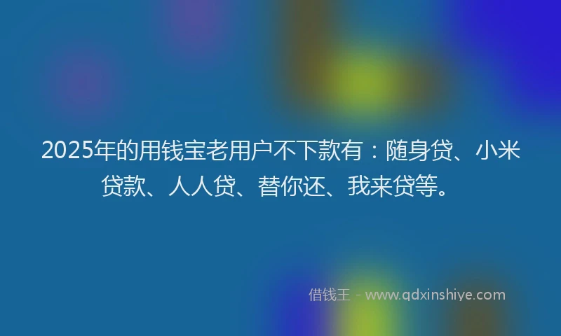 2025年的用钱宝老用户不下款有：随身贷、小米贷款、人人贷、替你还、我来贷等。