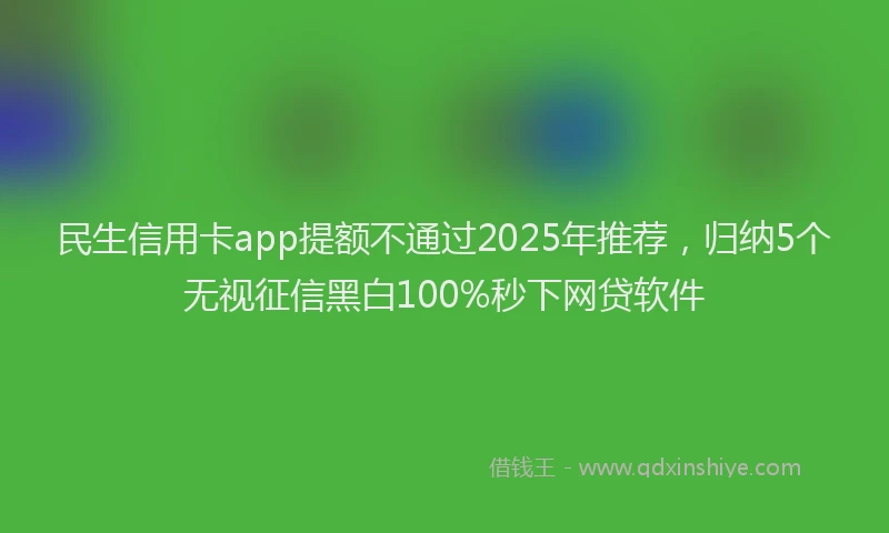 民生信用卡app提额不通过2025年推荐，归纳5个无视征信黑白100%秒下网贷软件