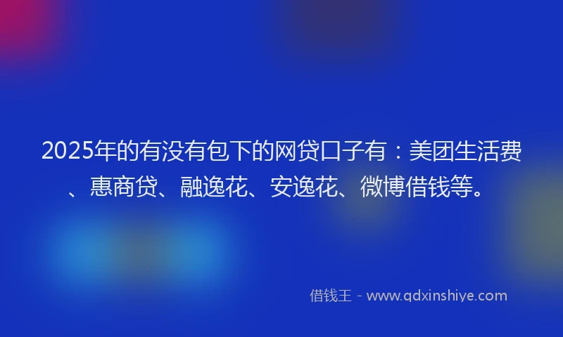 2025年的有没有包下的网贷口子有：美团生活费、惠商贷、融逸花、安逸花、微博借钱等。