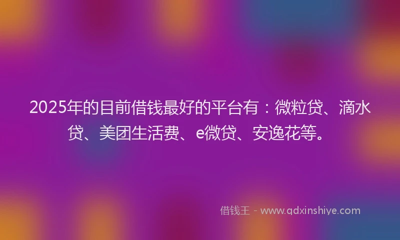 2025年的目前借钱最好的平台有：微粒贷、滴水贷、美团生活费、e微贷、安逸花等。