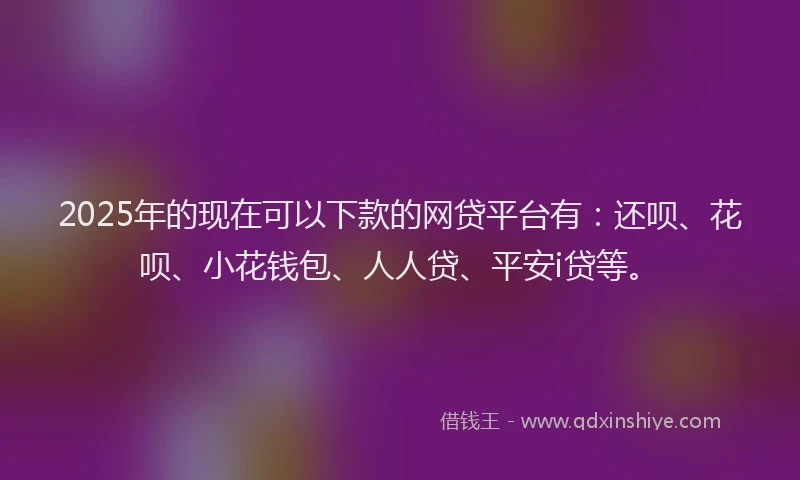 2025年的现在可以下款的网贷平台有：还呗、花呗、小花钱包、人人贷、平安i贷等。