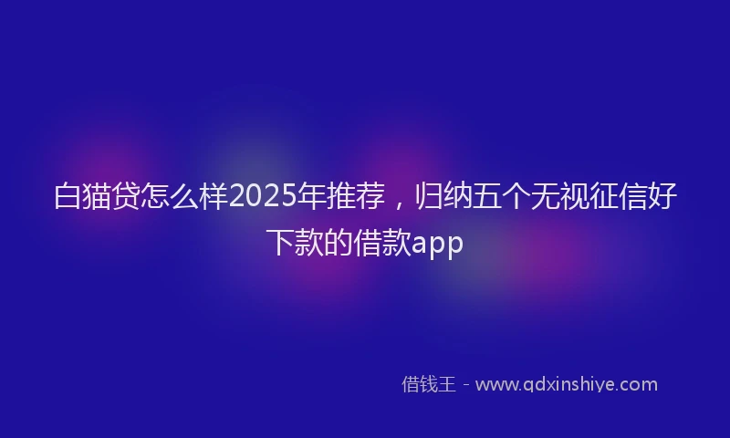 白猫贷怎么样2025年推荐，归纳五个无视征信好下款的借款app