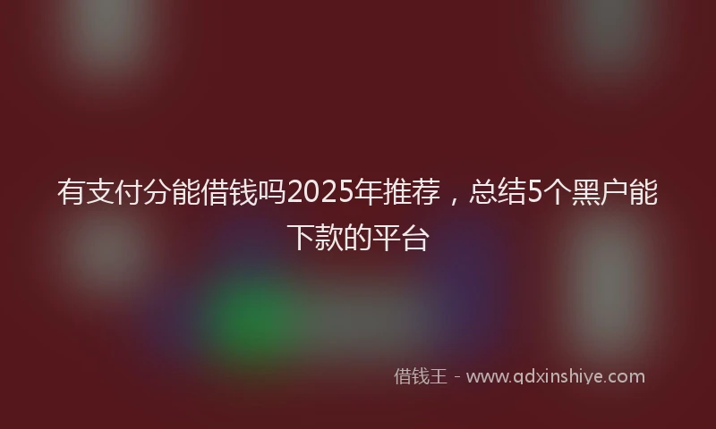 有支付分能借钱吗2025年推荐，总结5个黑户能下款的平台