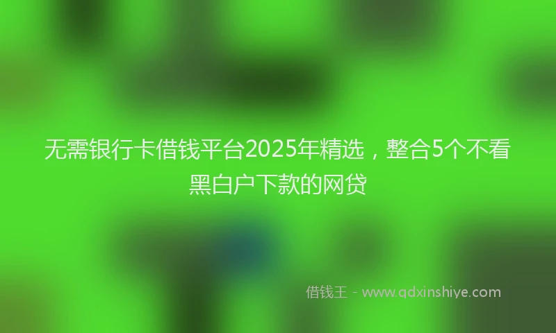 无需银行卡借钱平台2025年精选，整合5个不看黑白户下款的网贷