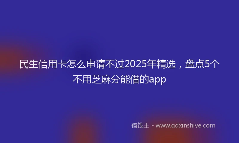 民生信用卡怎么申请不过2025年精选，盘点5个不用芝麻分能借的app
