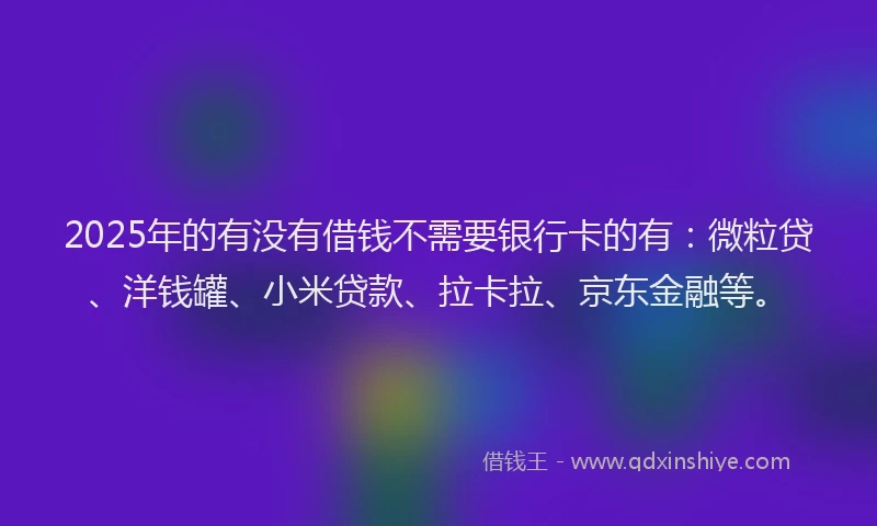 2025年的有没有借钱不需要银行卡的有：微粒贷、洋钱罐、小米贷款、拉卡拉、京东金融等。