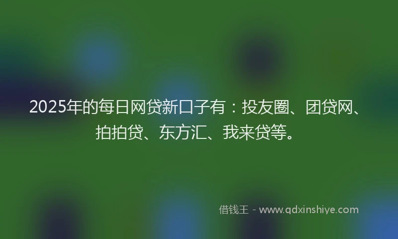 2025年的每日网贷新口子有：投友圈、团贷网、拍拍贷、东方汇、我来贷等。