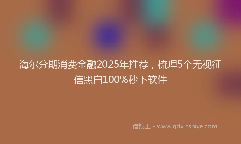 海尔分期消费金融2025年推荐，梳理5个无视征信黑白100%秒下软件