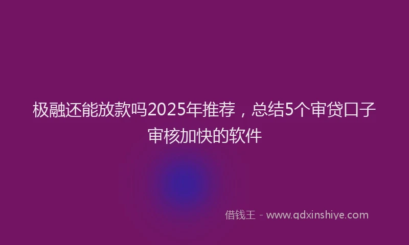 极融还能放款吗2025年推荐，总结5个审贷口子审核加快的软件