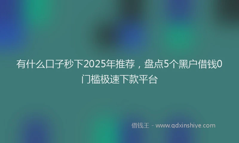 有什么口子秒下2025年推荐，盘点5个黑户借钱0门槛极速下款平台
