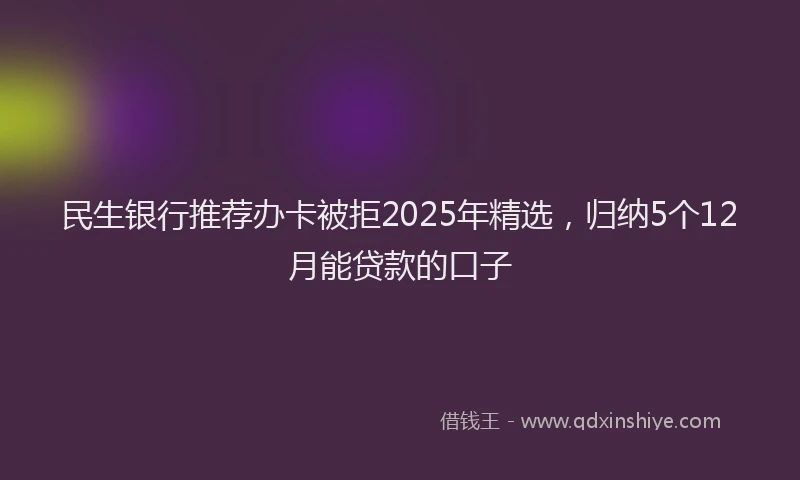 民生银行推荐办卡被拒2025年精选，归纳5个12月能贷款的口子