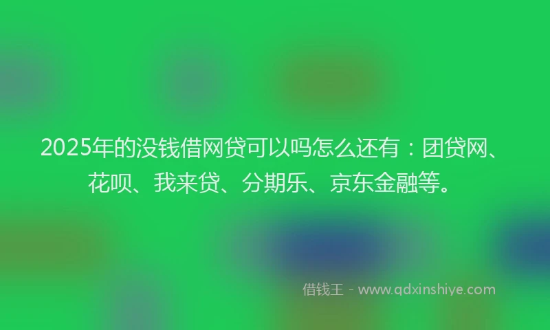 2025年的没钱借网贷可以吗怎么还有：团贷网、花呗、我来贷、分期乐、京东金融等。