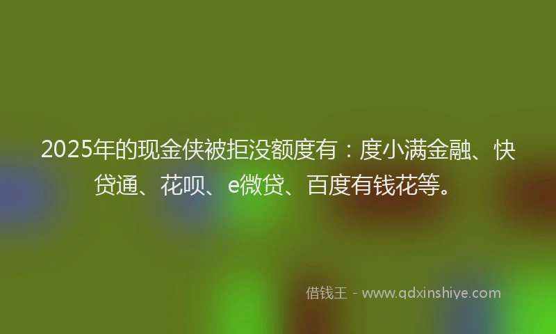 2025年的现金侠被拒没额度有：度小满金融、快贷通、花呗、e微贷、百度有钱花等。