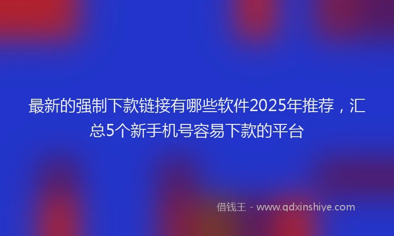 最新的强制下款链接有哪些软件2025年推荐，汇总5个新手机号容易下款的平台