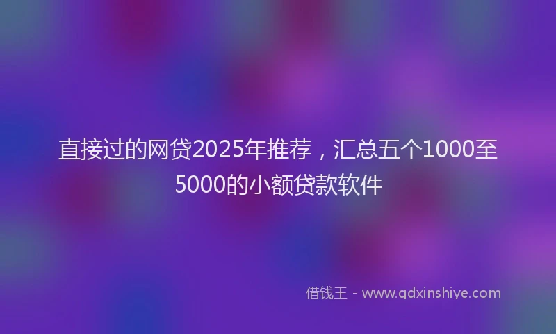 直接过的网贷2025年推荐，汇总五个1000至5000的小额贷款软件