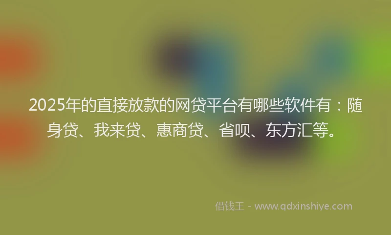 2025年的直接放款的网贷平台有哪些软件有：随身贷、我来贷、惠商贷、省呗、东方汇等。