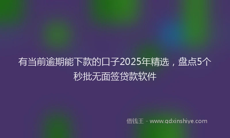 有当前逾期能下款的口子2025年精选，盘点5个秒批无面签贷款软件