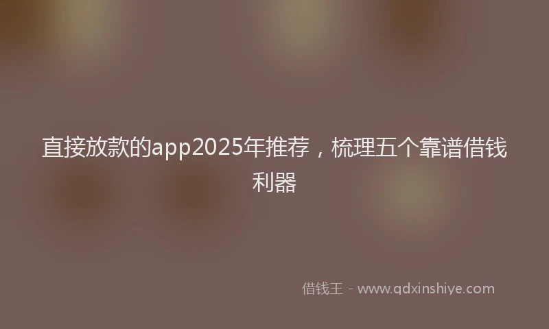 直接放款的app2025年推荐，梳理五个靠谱借钱利器