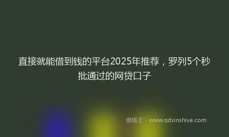 直接就能借到钱的平台2025年推荐，罗列5个秒批通过的网贷口子