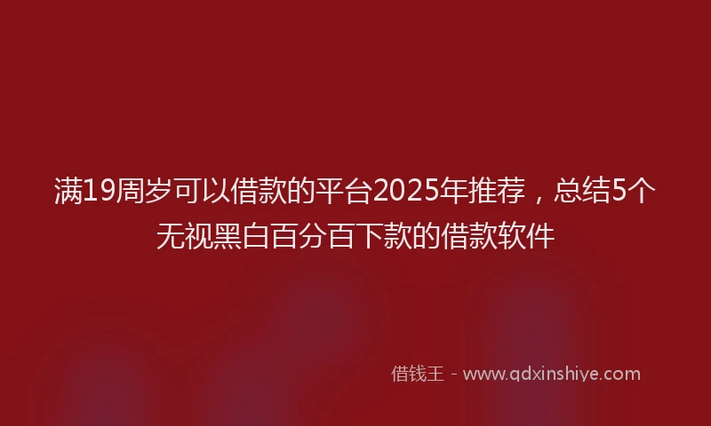 满19周岁可以借款的平台2025年推荐，总结5个无视黑白百分百下款的借款软件