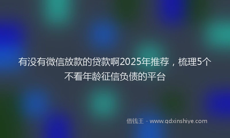 有没有微信放款的贷款啊2025年推荐，梳理5个不看年龄征信负债的平台
