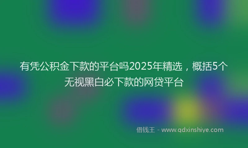 有凭公积金下款的平台吗2025年精选，概括5个无视黑白必下款的网贷平台