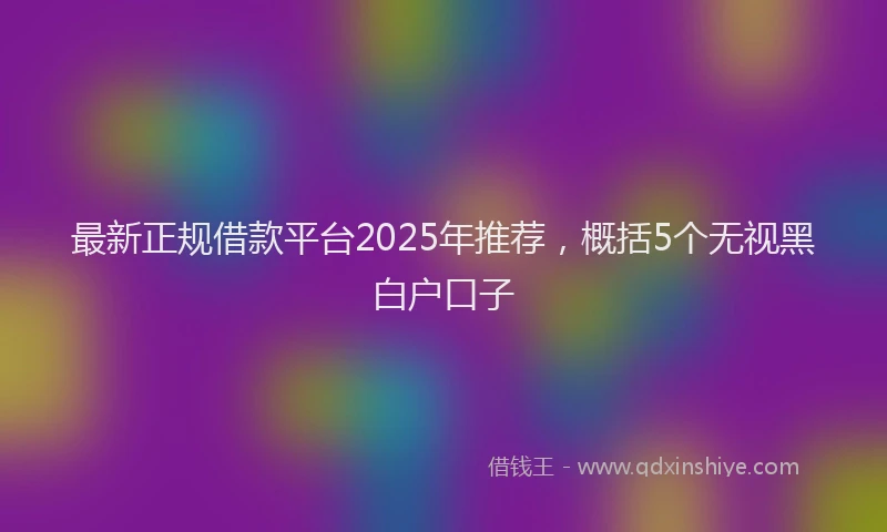 最新正规借款平台2025年推荐，概括5个无视黑白户口子