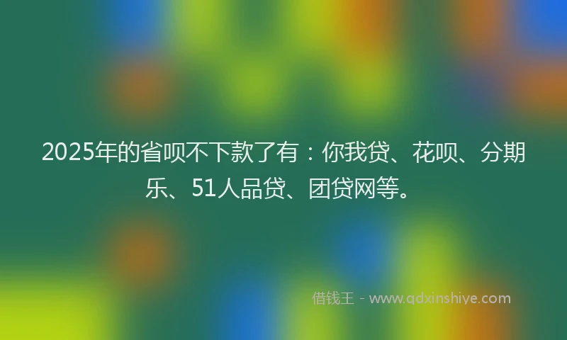 2025年的省呗不下款了有：你我贷、花呗、分期乐、51人品贷、团贷网等。