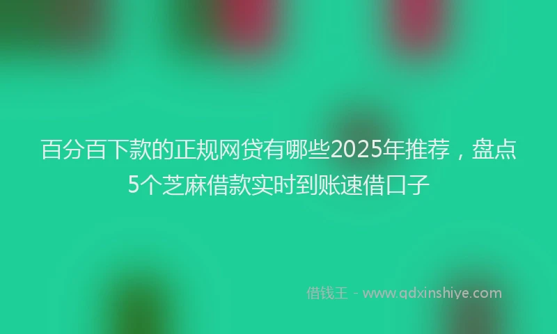 百分百下款的正规网贷有哪些2025年推荐，盘点5个芝麻借款实时到账速借口子
