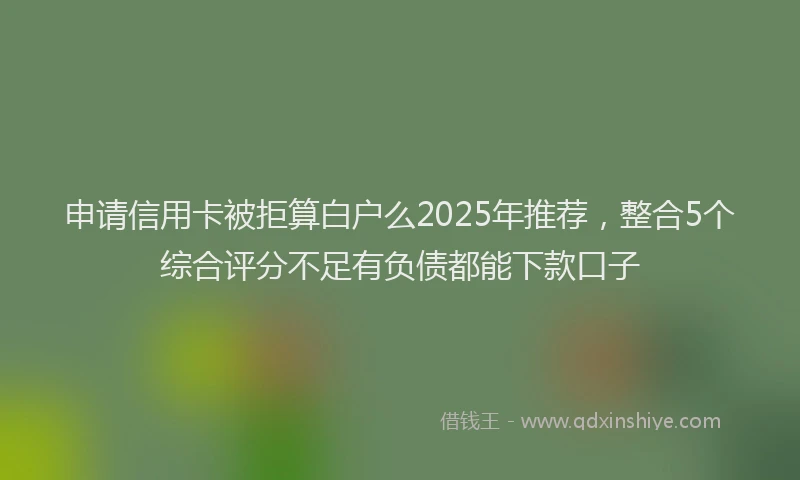 申请信用卡被拒算白户么2025年推荐，整合5个综合评分不足有负债都能下款口子