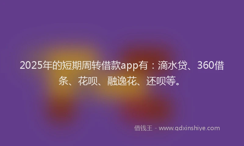 2025年的短期周转借款app有：滴水贷、360借条、花呗、融逸花、还呗等。