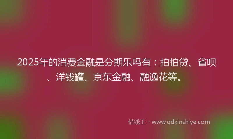 2025年的消费金融是分期乐吗有：拍拍贷、省呗、洋钱罐、京东金融、融逸花等。