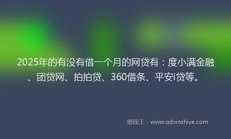 2025年的有没有借一个月的网贷有：度小满金融、团贷网、拍拍贷、360借条、平安i贷等。