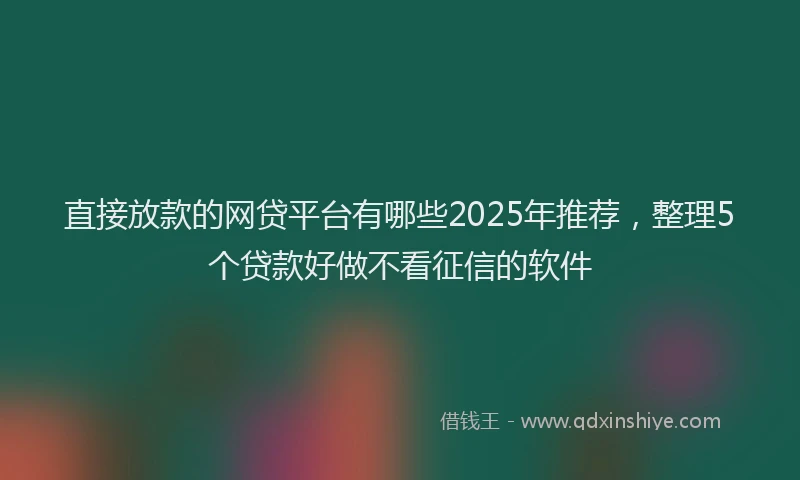 直接放款的网贷平台有哪些2025年推荐，整理5个贷款好做不看征信的软件