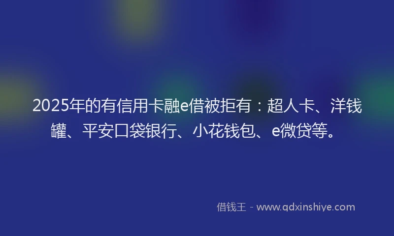 2025年的有信用卡融e借被拒有：超人卡、洋钱罐、平安口袋银行、小花钱包、e微贷等。
