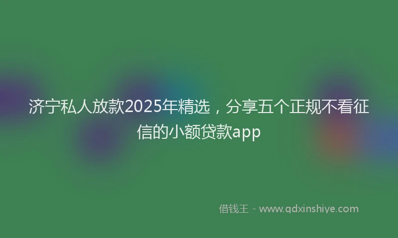 济宁私人放款2025年精选，分享五个正规不看征信的小额贷款app