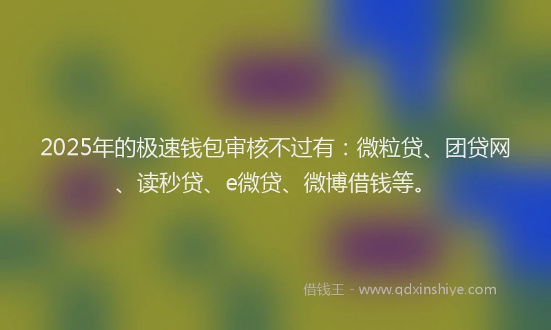2025年的极速钱包审核不过有：微粒贷、团贷网、读秒贷、e微贷、微博借钱等。